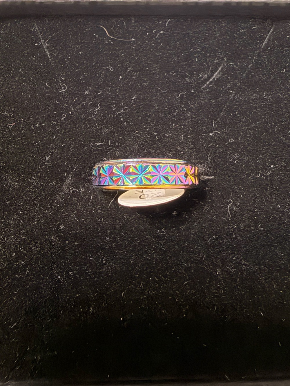 Men’s Anxiety fidget Spinner, Iridescent Rainbow Pattern Band Ring